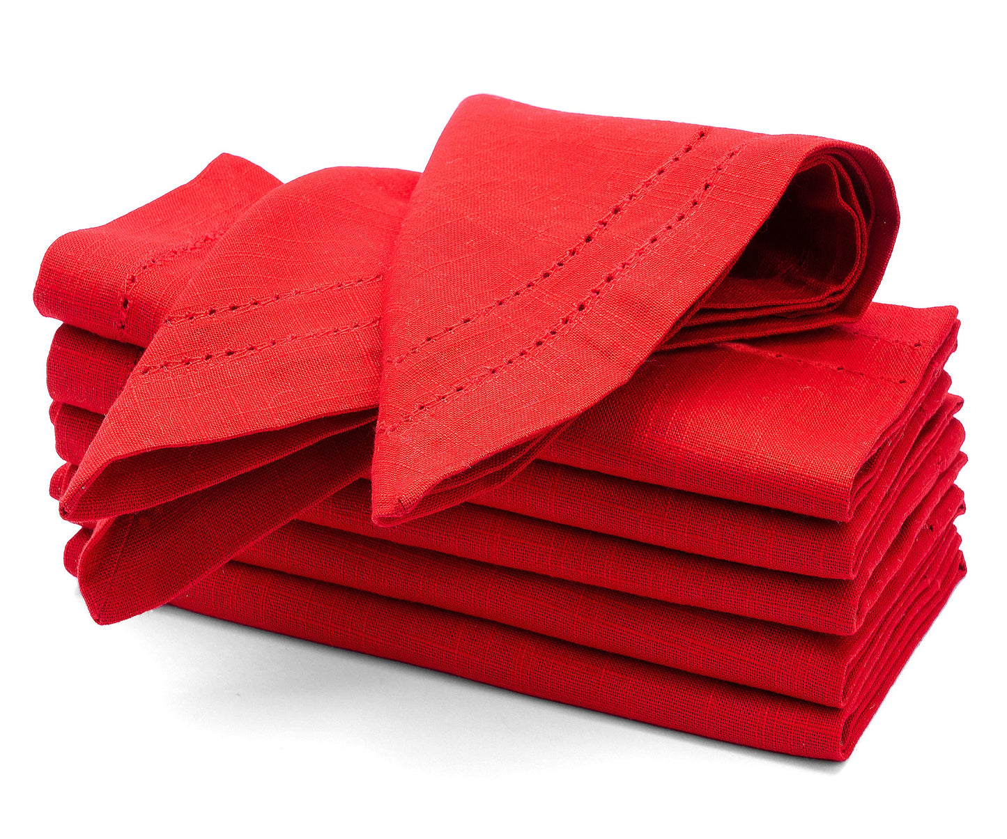 Red Double Hemstitch Napkins