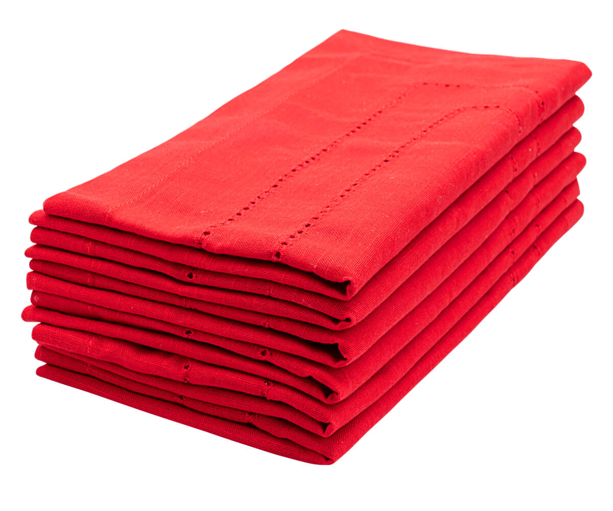 Red Double Hemstitch Napkins