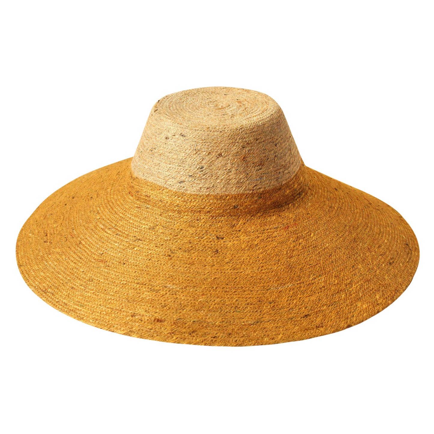 Sombrero de paja tejido a mano RIRI DUO en tonos nude y amarillo dorado