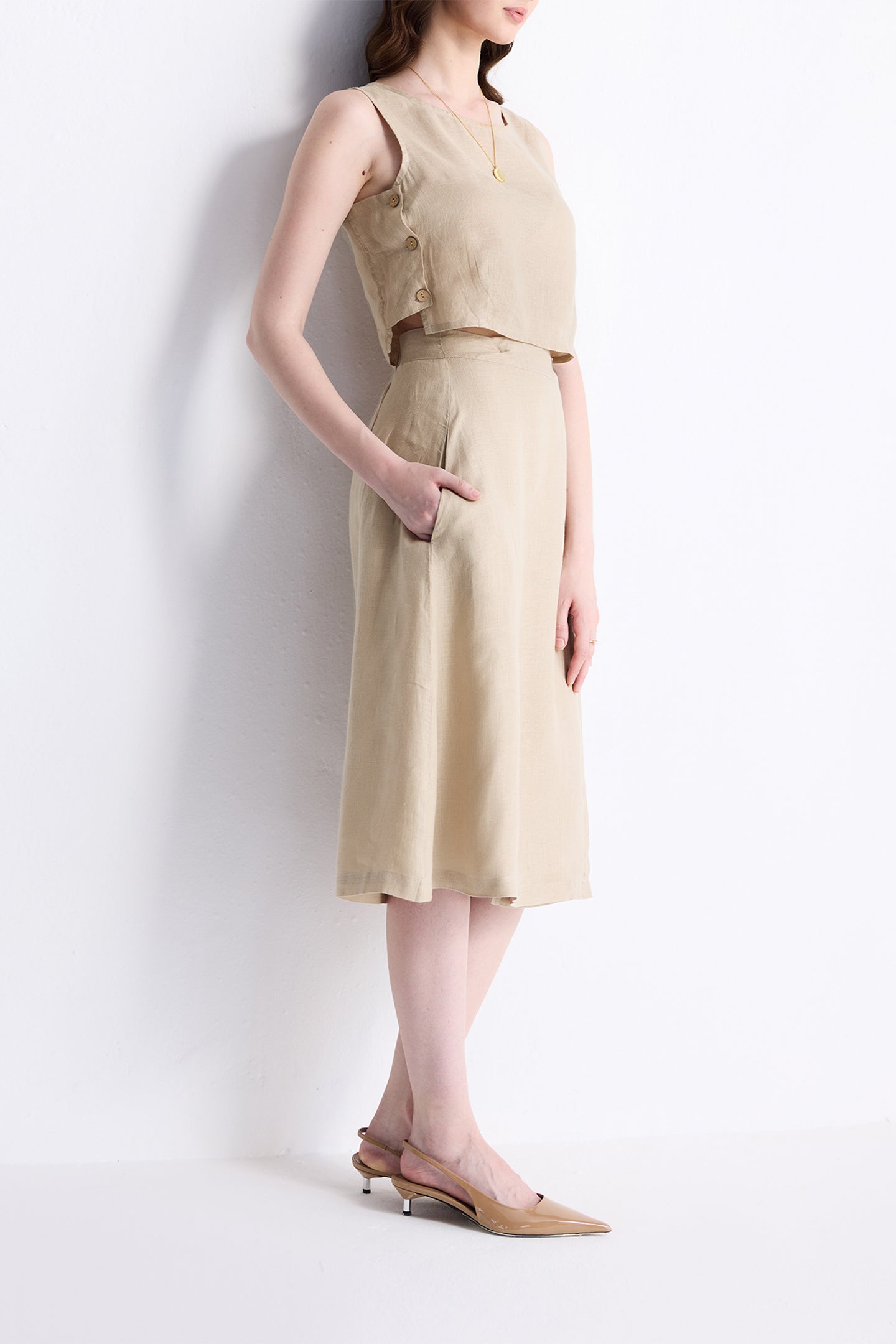 Conjunto Fresco de Verano en Beige Neutro