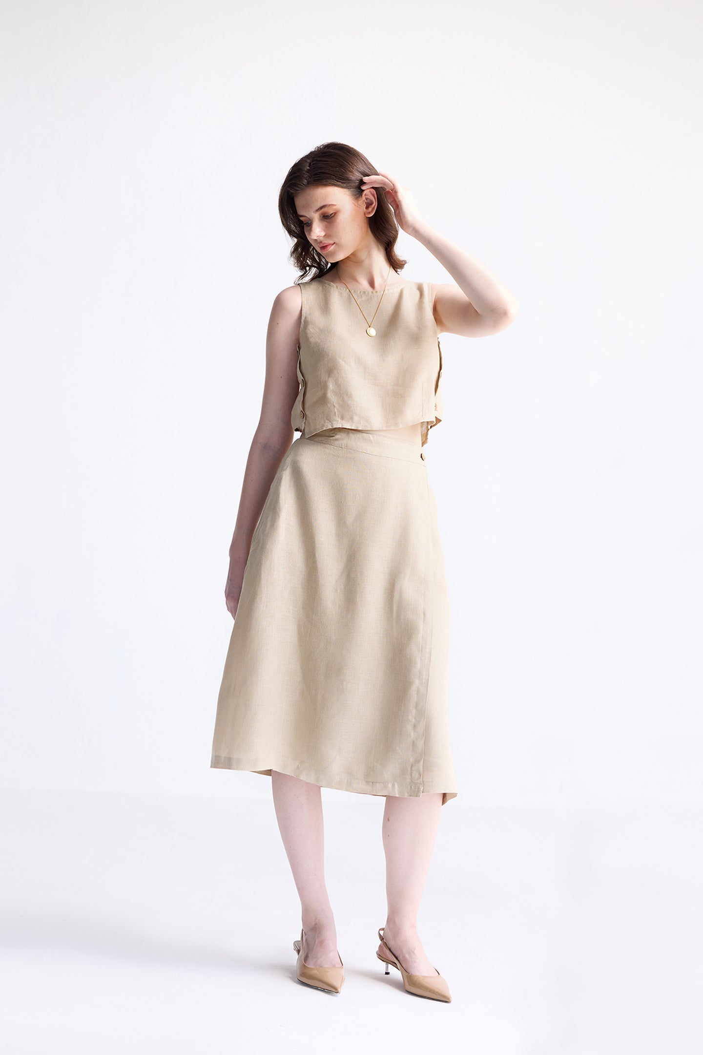 Conjunto Fresco de Verano en Beige Neutro
