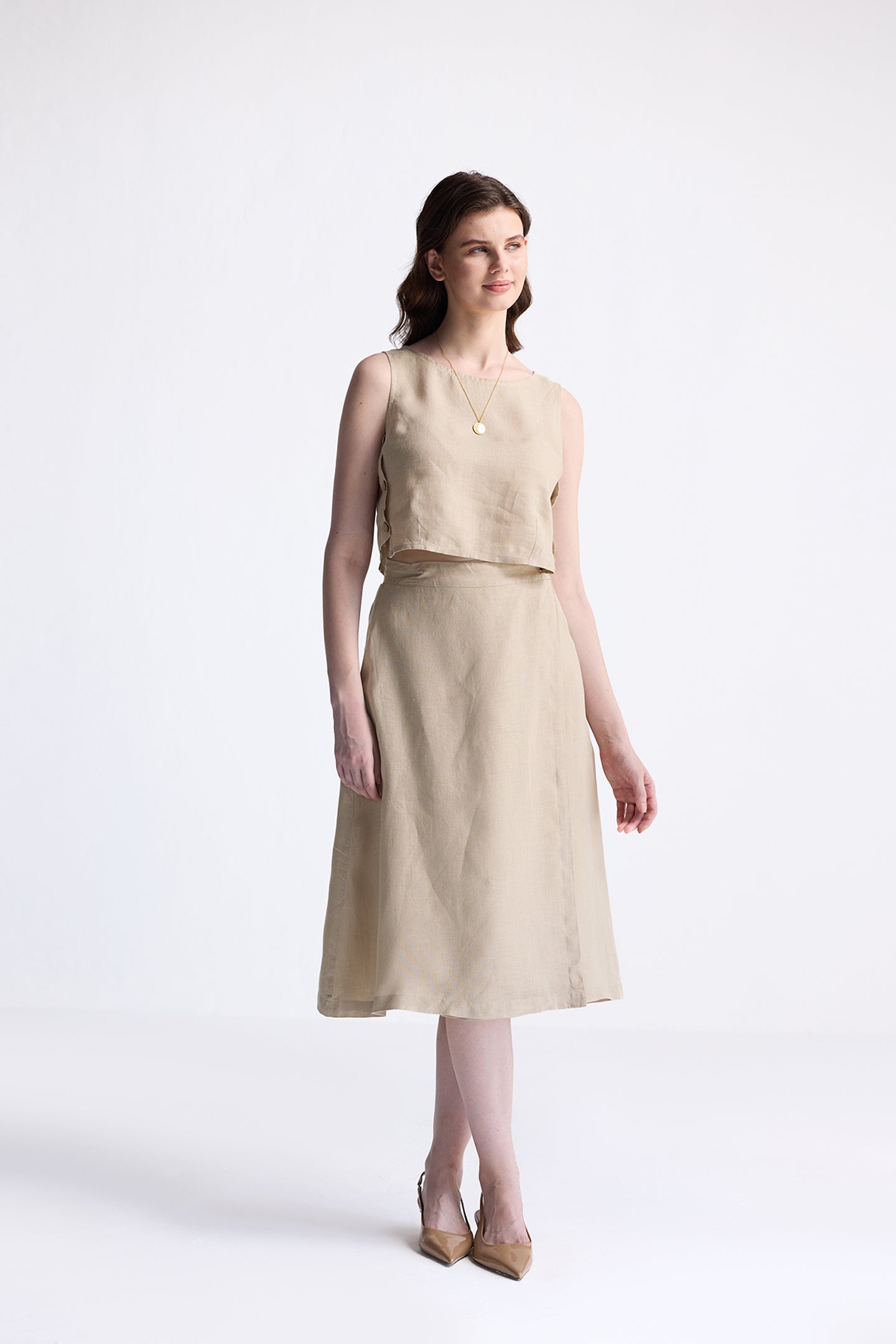 Conjunto Fresco de Verano en Beige Neutro