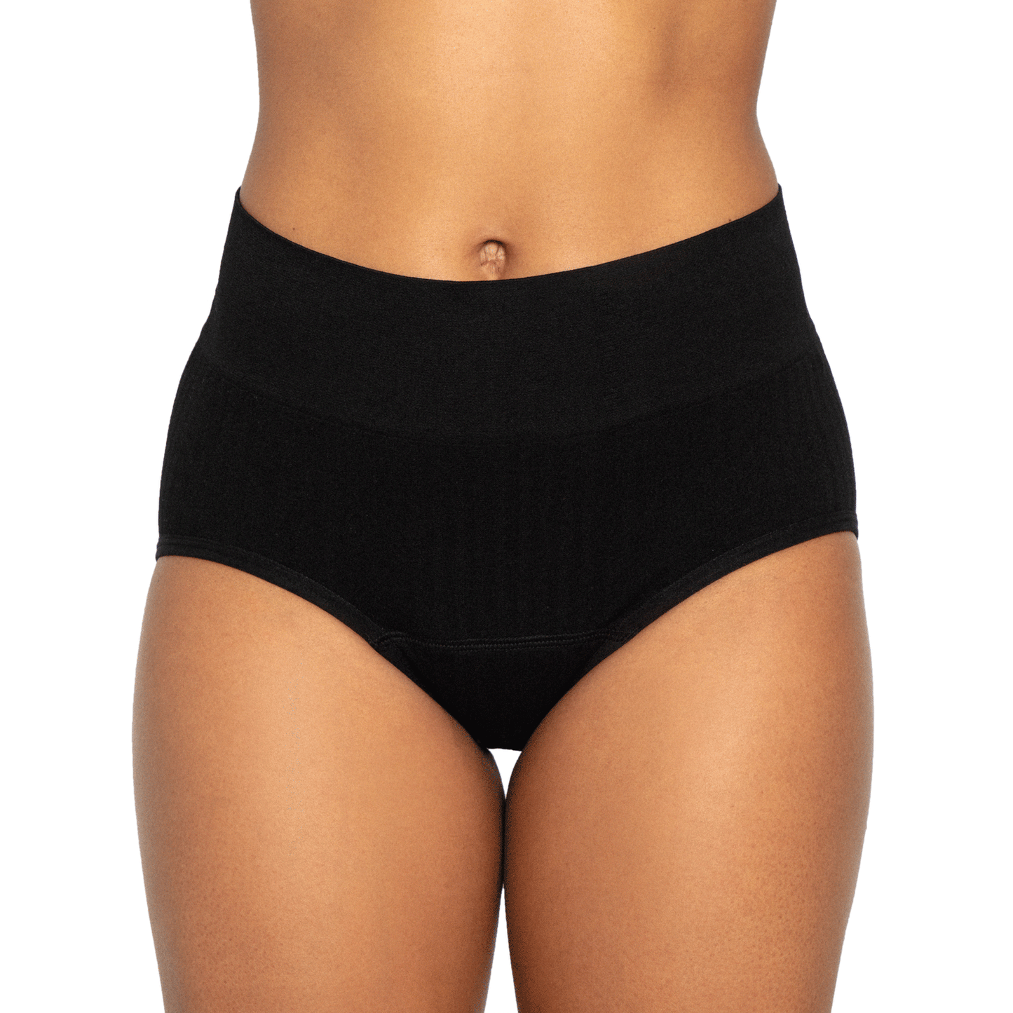 La braga de cintura alta para la regla, confeccionada con tejido SportyStretch™, para flujos abundantes.