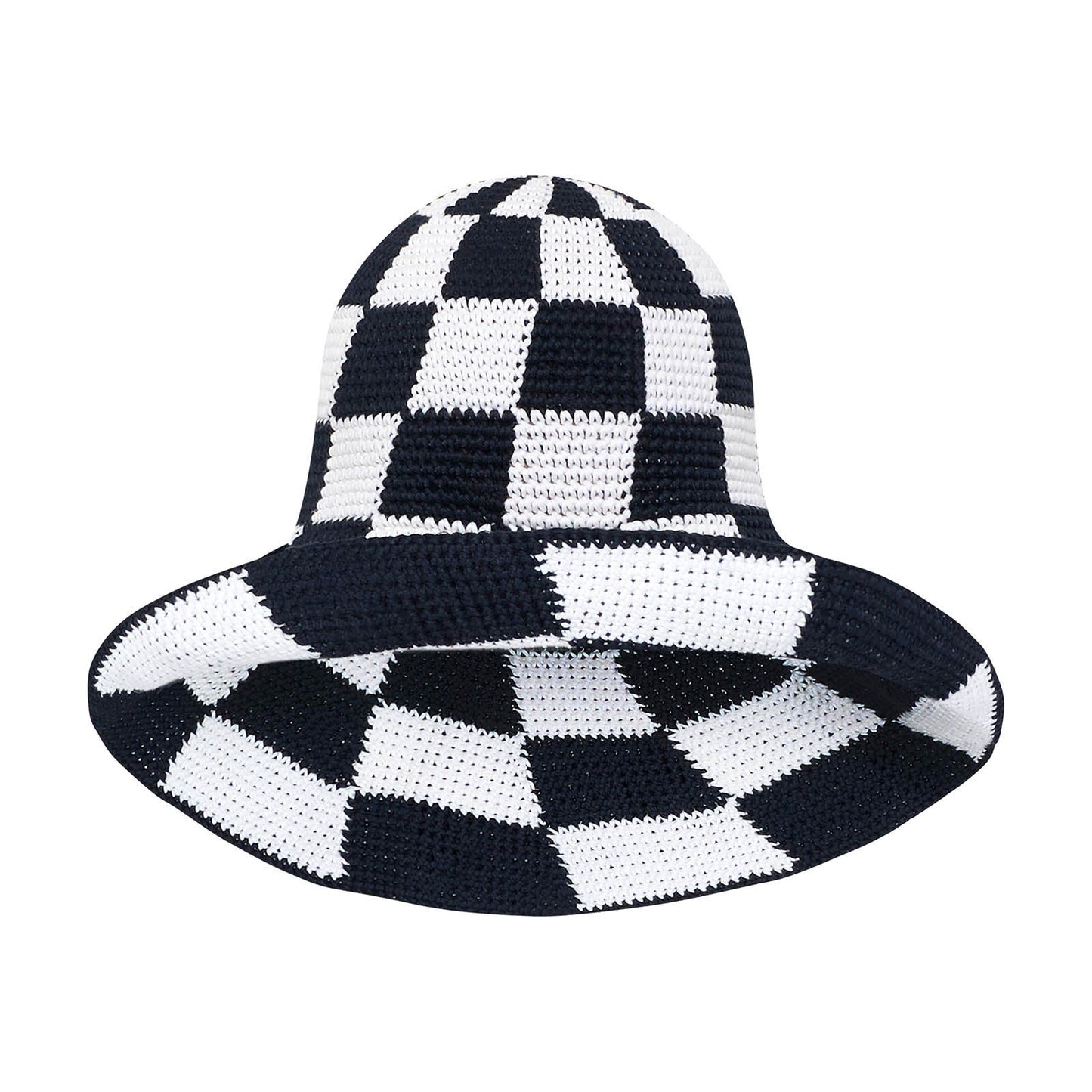 Gorro de crochet a cuadros SHILO en blanco y negro