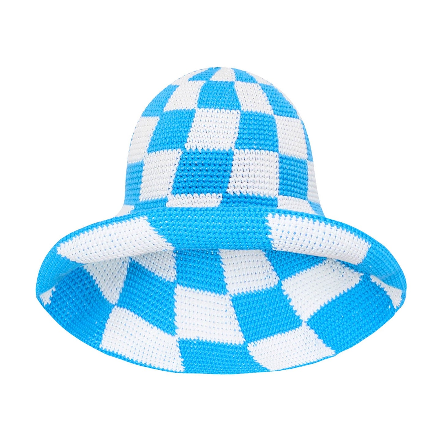 Gorro de crochet a cuadros SHILO en verde y blanco
