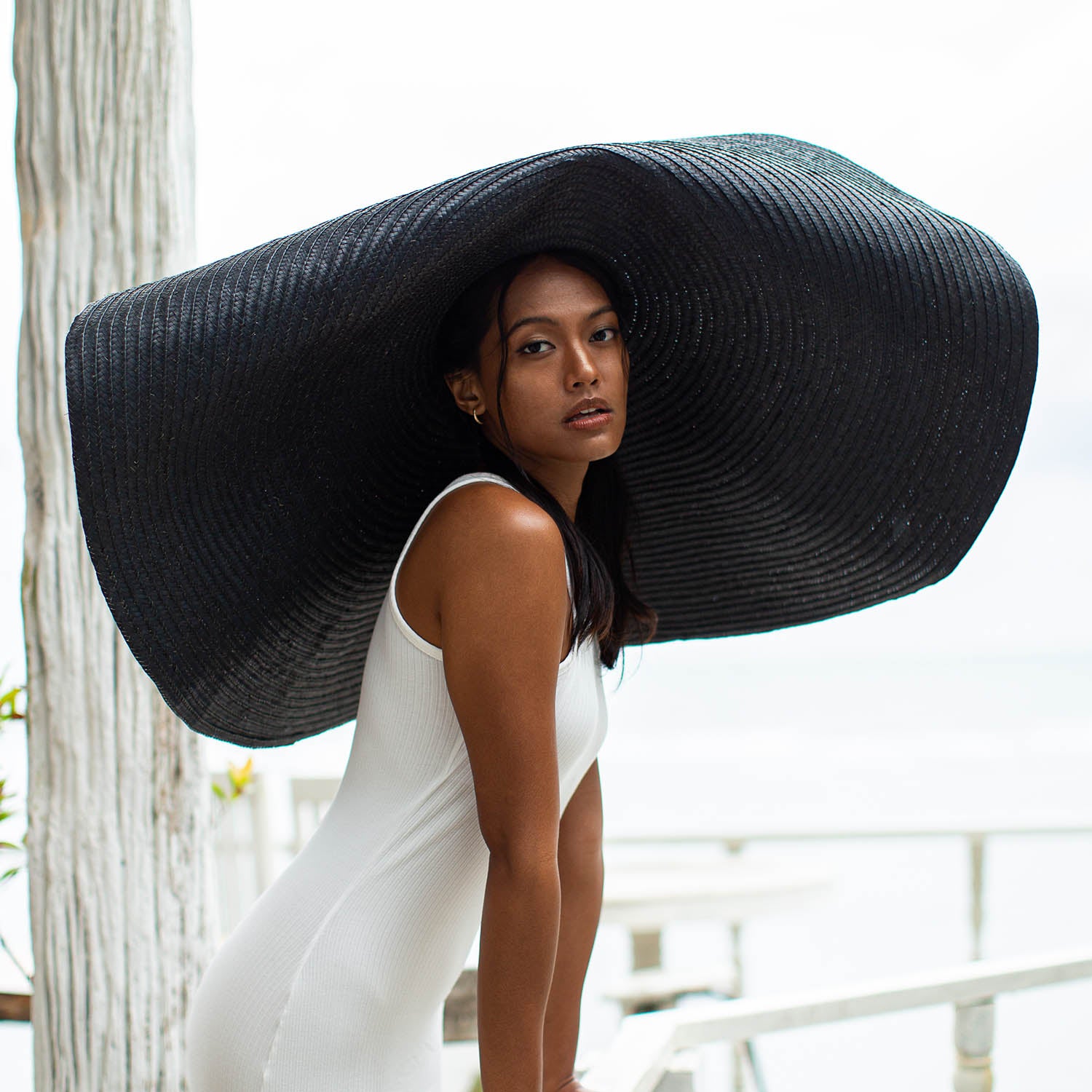Black Oversized Straw Hat Apatico - Corinne Hat - Wide Brim Black Straw Hat - Witchy  main image 4