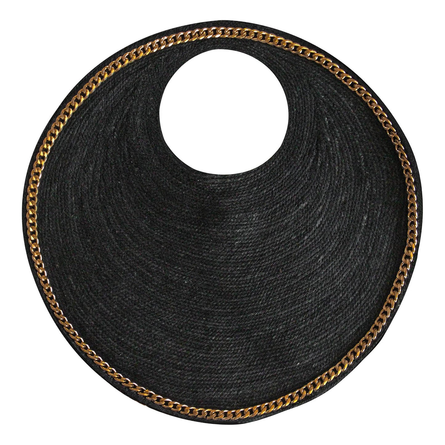 SOLO FIG Large Black Jute Bag With Gold Chain