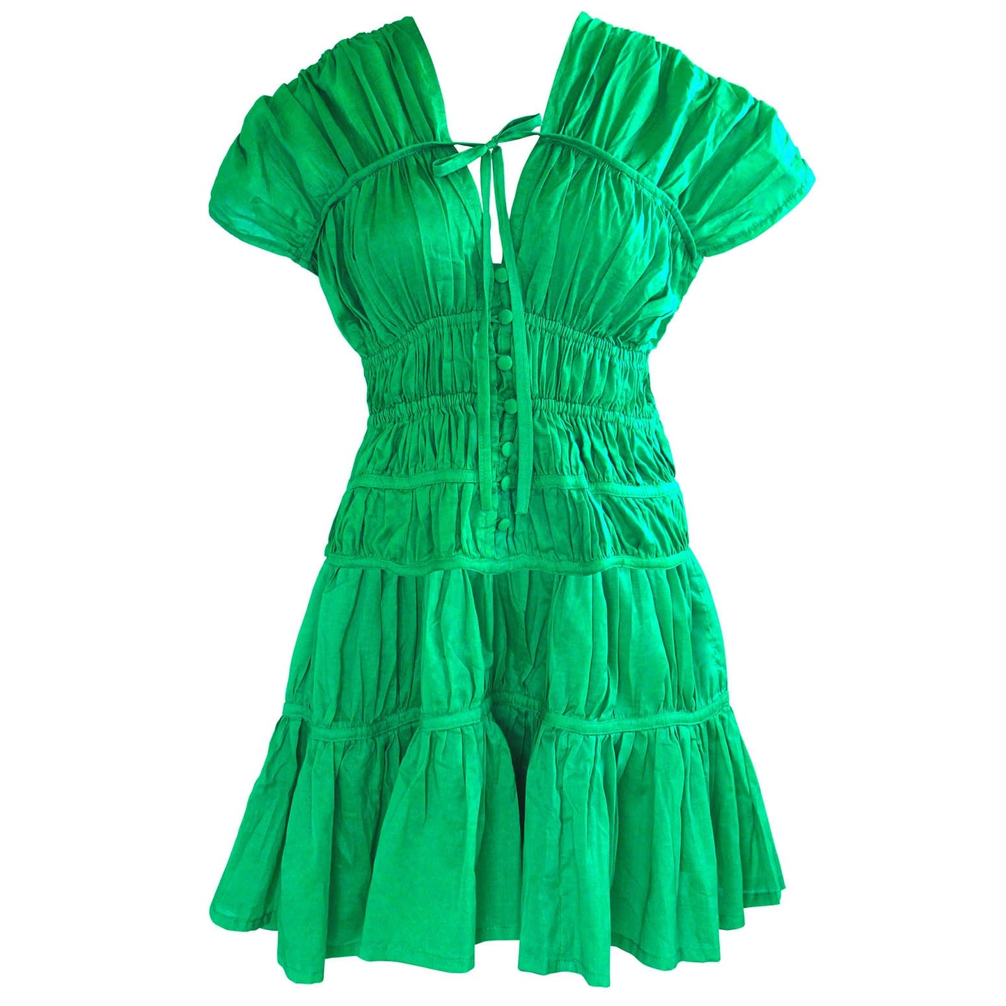 Vestido con volantes SRIKANDI en verde Kelly
