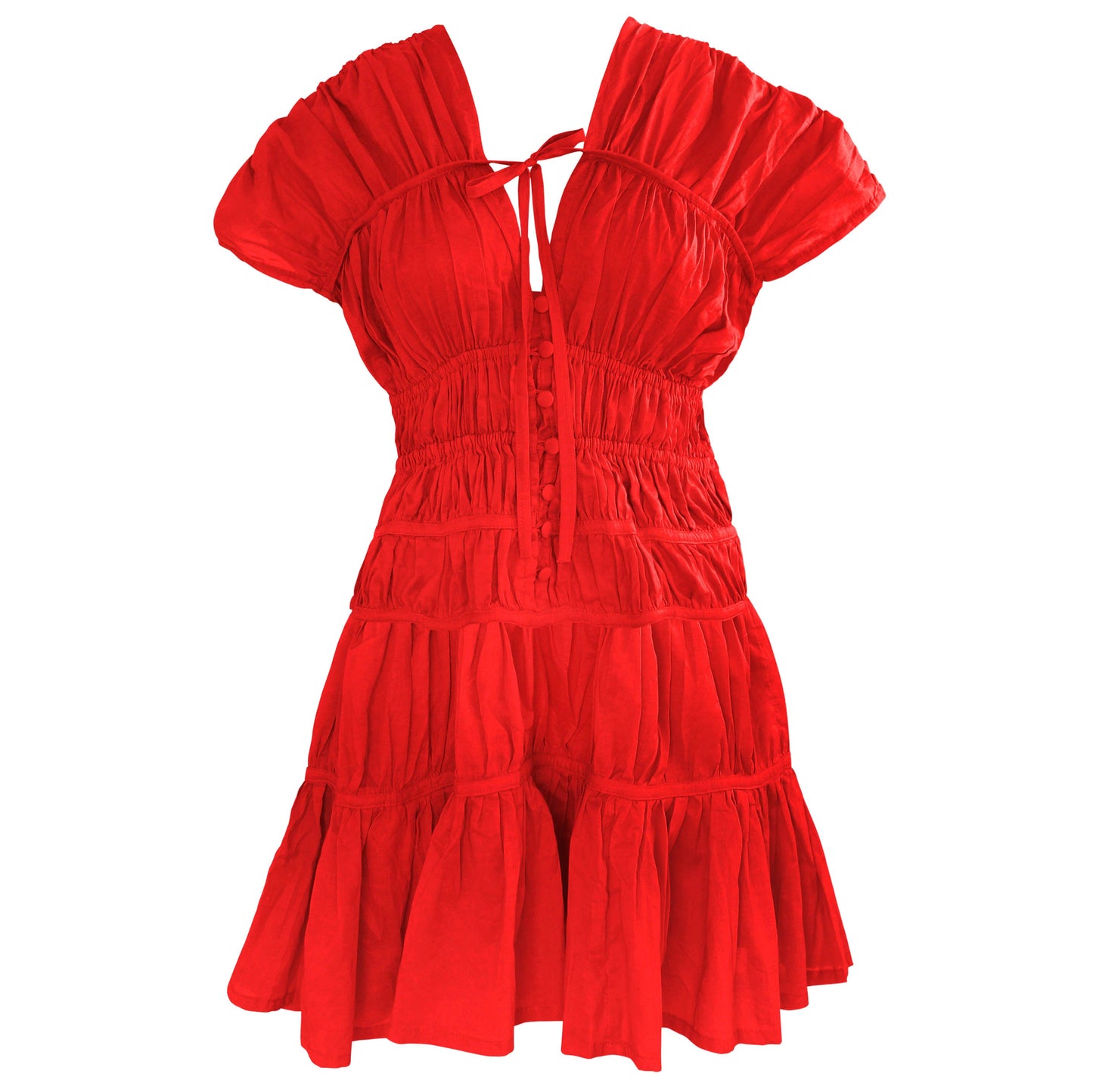Vestido con volantes SRIKANDI en rojo escarlata