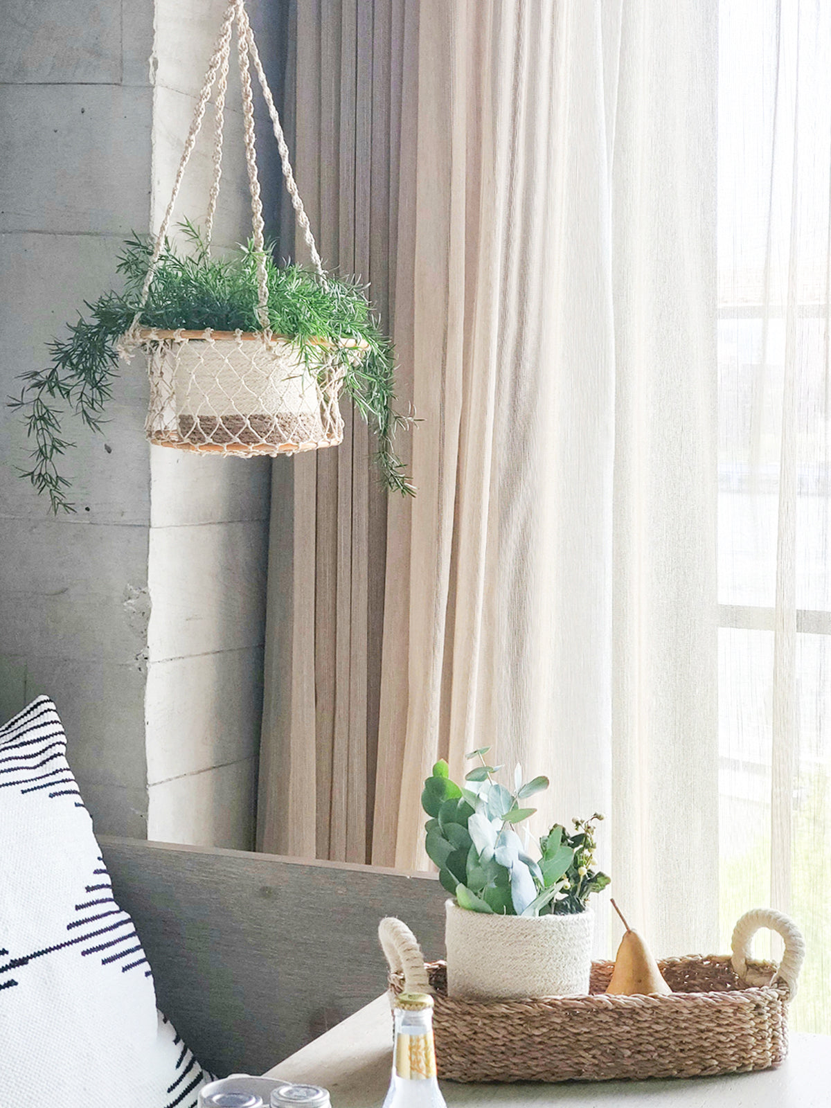 jute hanging planter Jhuri Single Hanging Basket