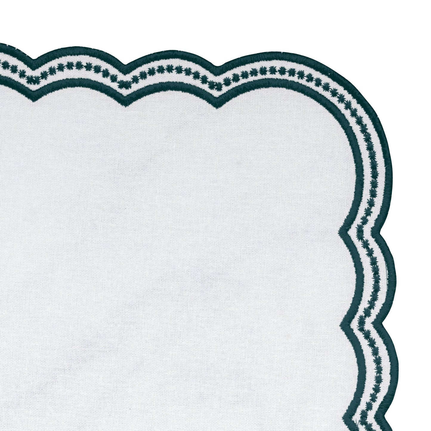 Green Scalloped Embroidered Napkins