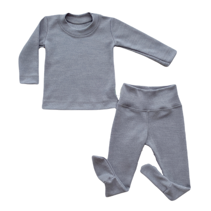 Merino Thermal Base-layer Set  - silver gray