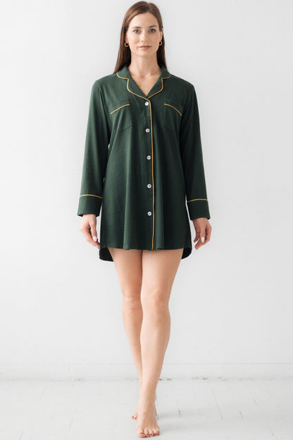 SALUA Classic Luxury Sleep Shirt in Brushed Pima Cotton