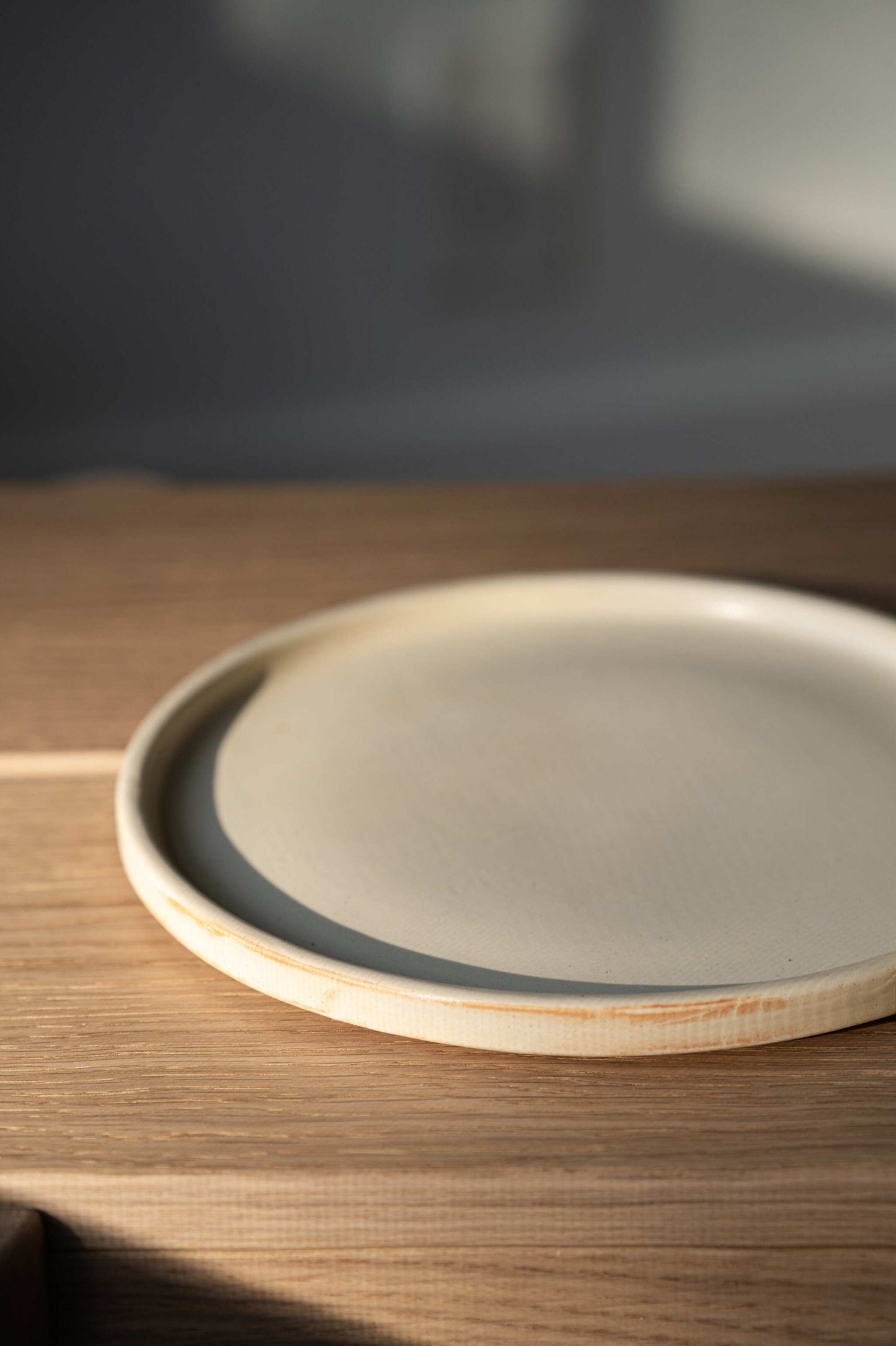 Platos llanos de gres beige mate