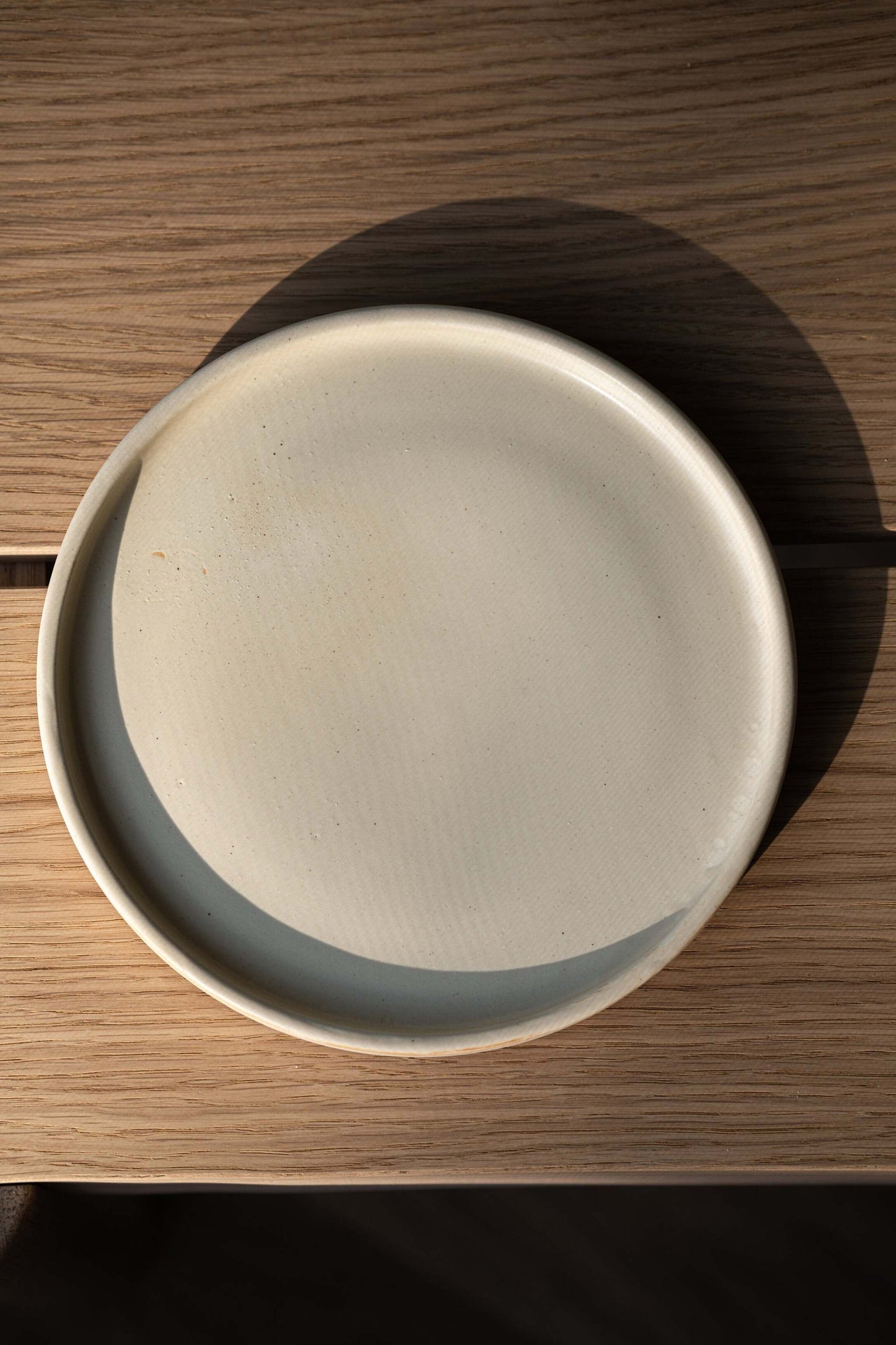 Platos llanos de gres beige mate