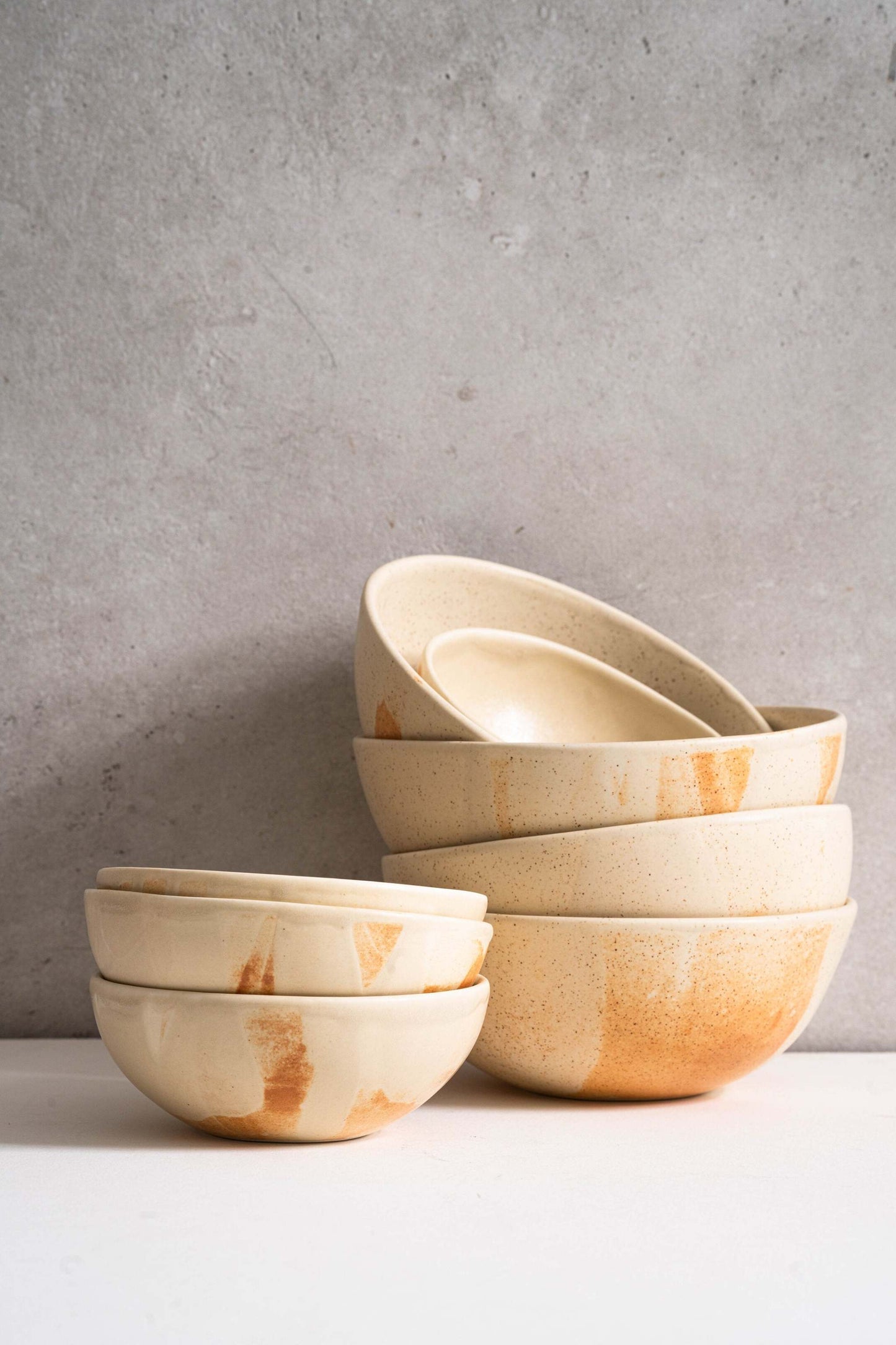 Cuenco de gres beige mate