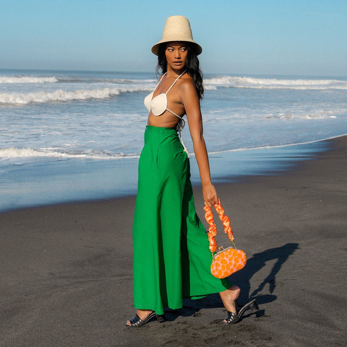 Pantalones palazzo de pierna ancha TAYLOR en verde Kelly