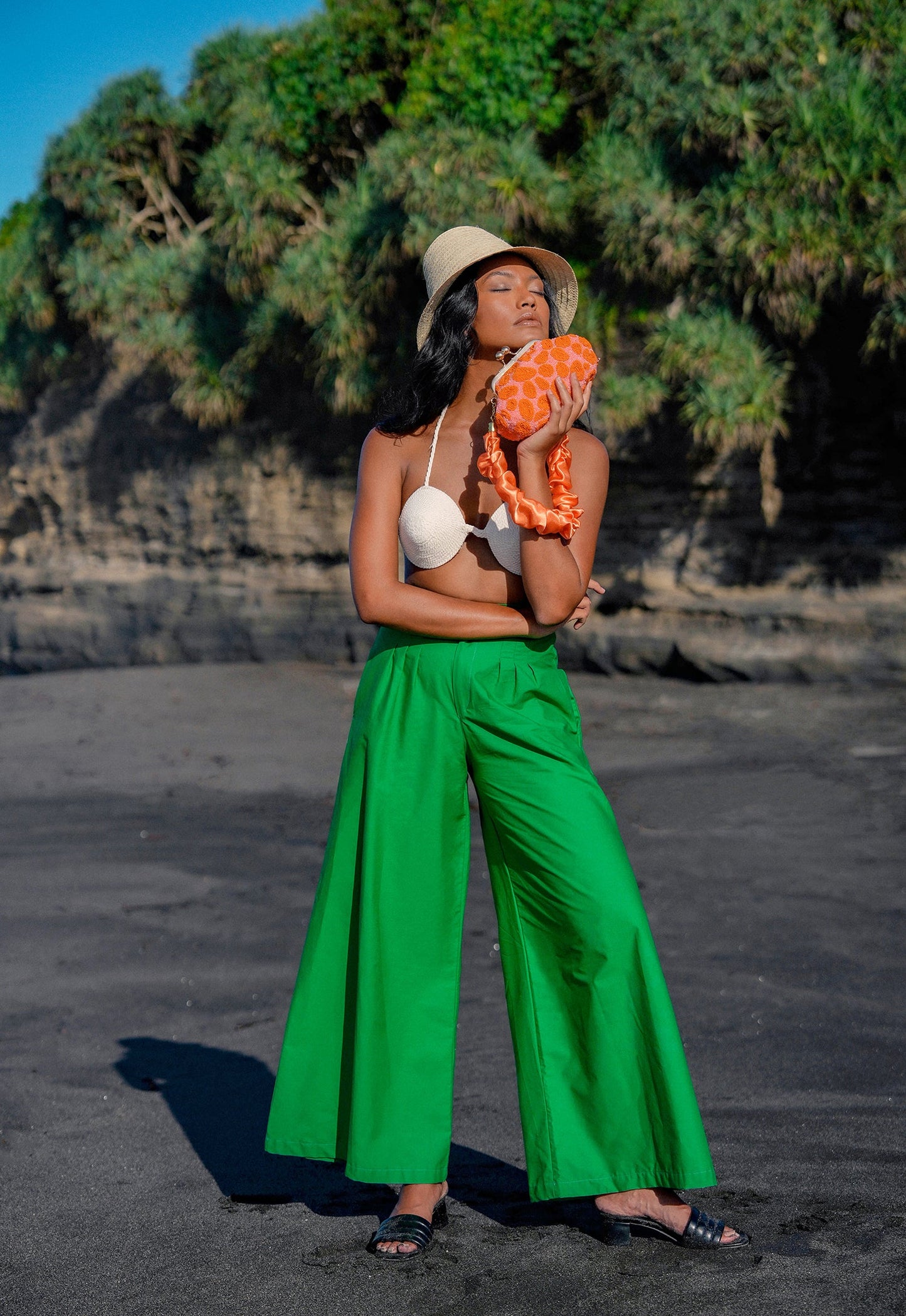 Pantalones palazzo de pierna ancha TAYLOR en verde Kelly