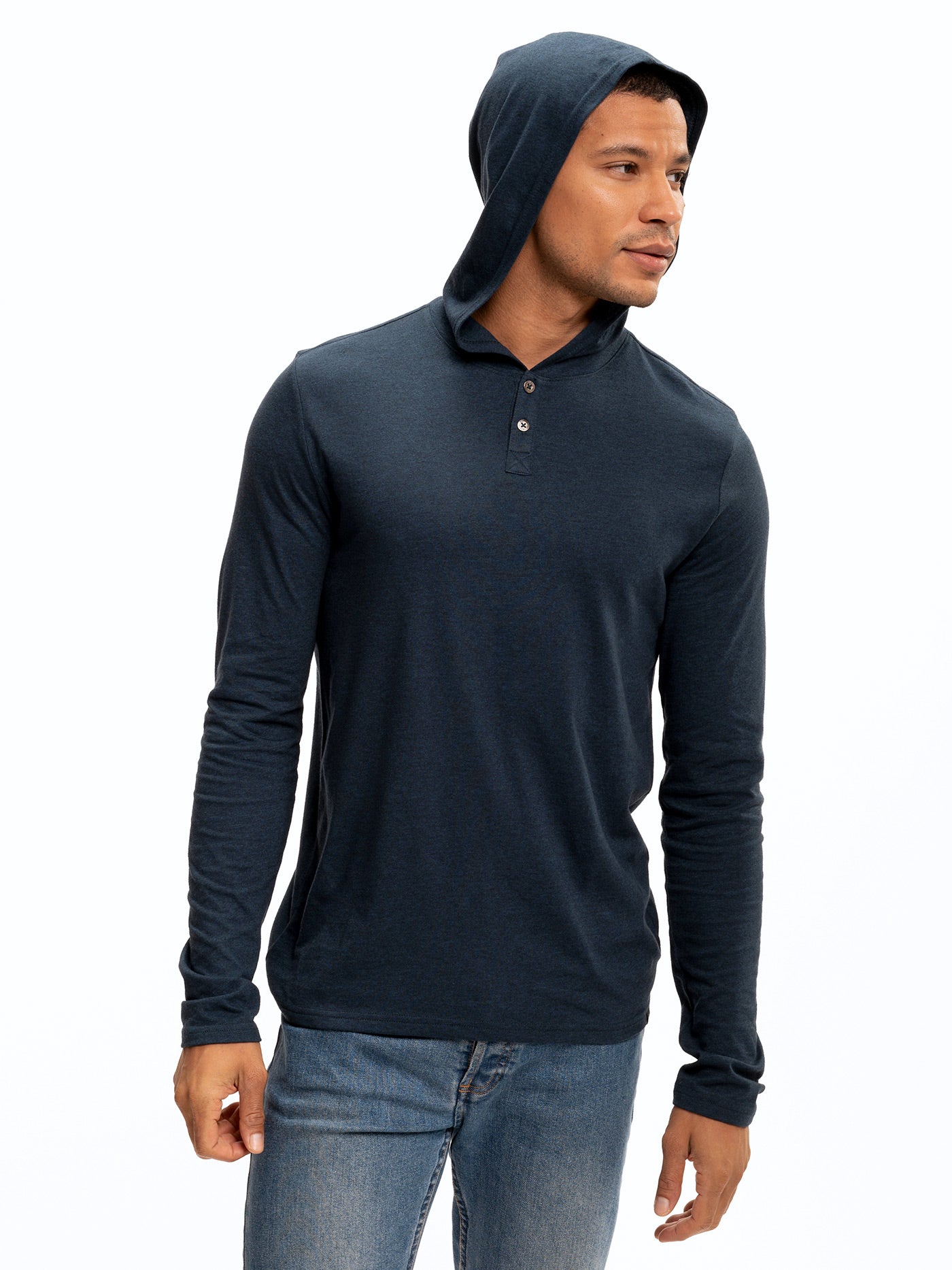 Sudadera con capucha henley de manga larga y mezcla triple Baseline