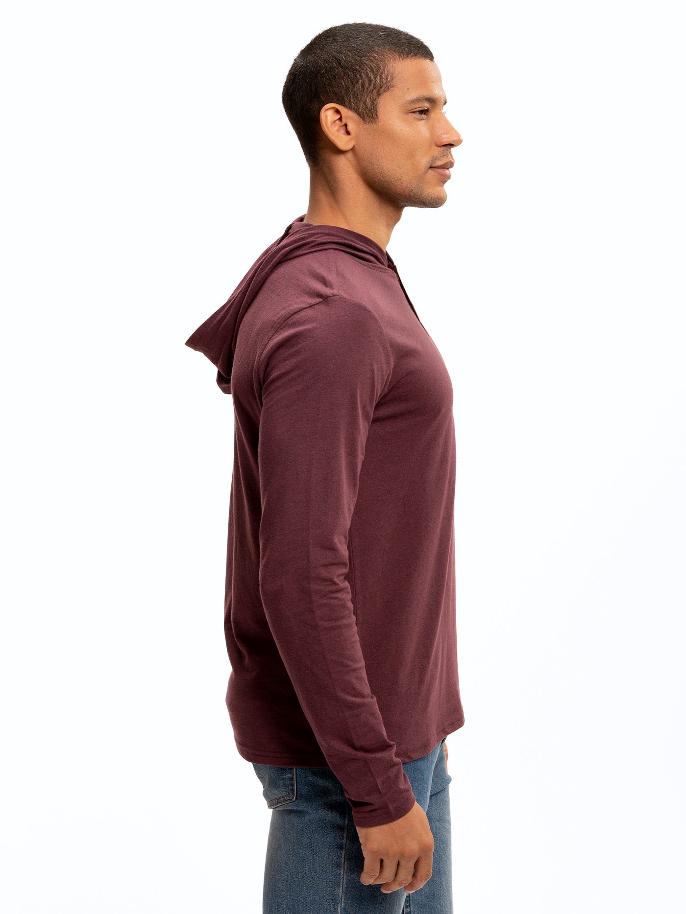Sudadera con capucha henley de manga larga y mezcla triple Baseline