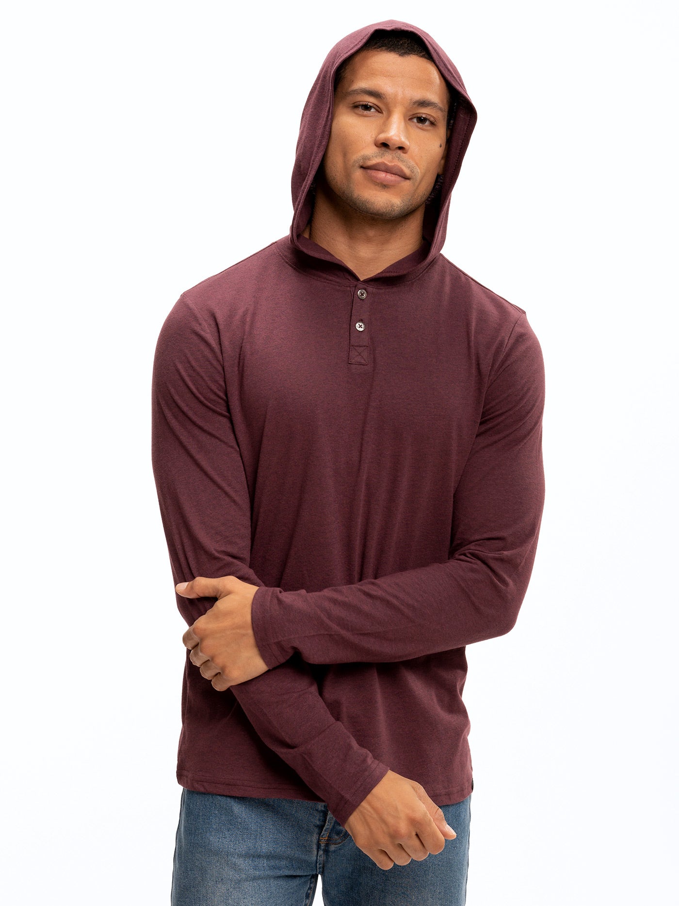 Sudadera con capucha henley de manga larga y mezcla triple Baseline