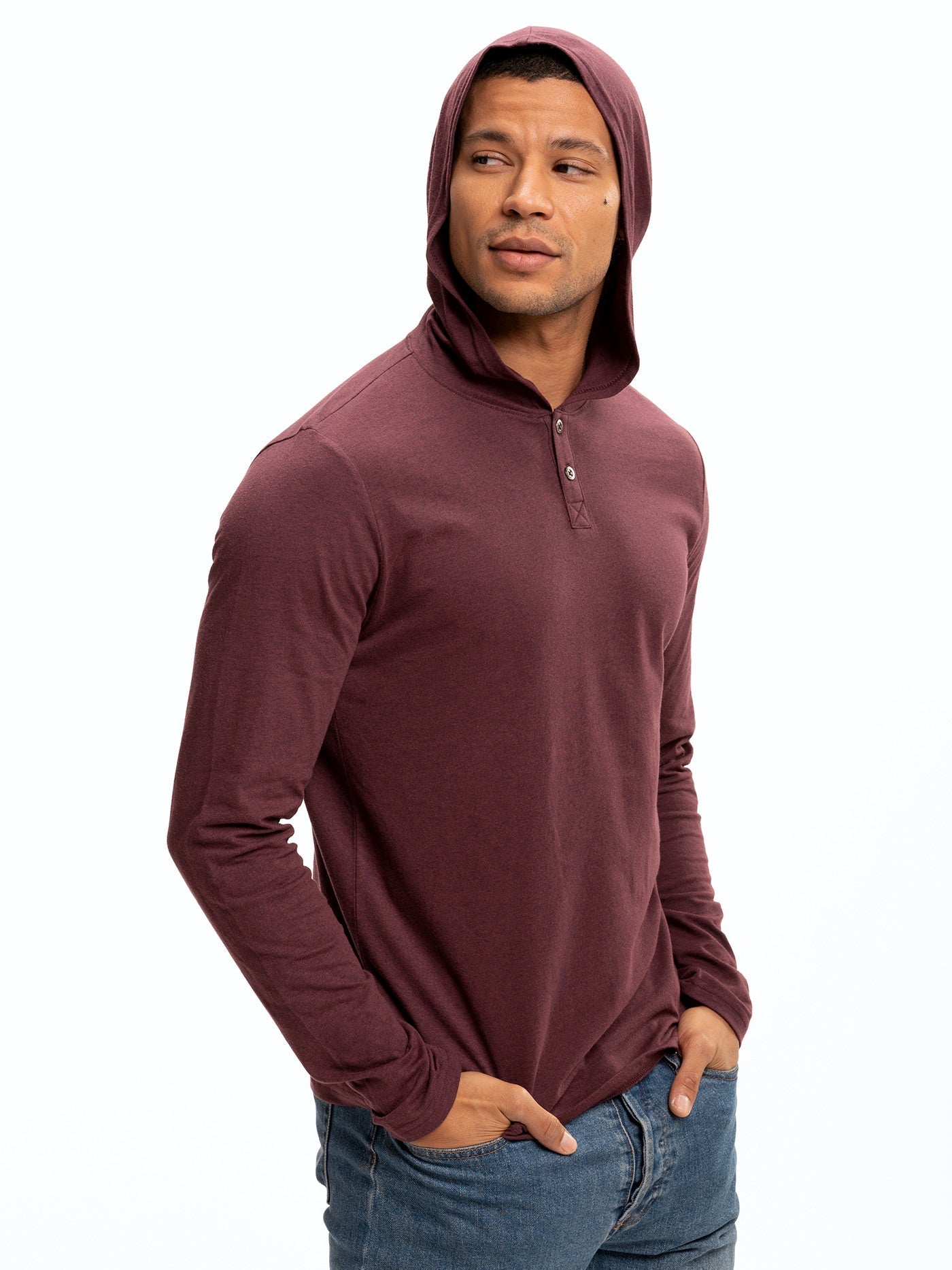 Sudadera con capucha henley de manga larga y mezcla triple Baseline