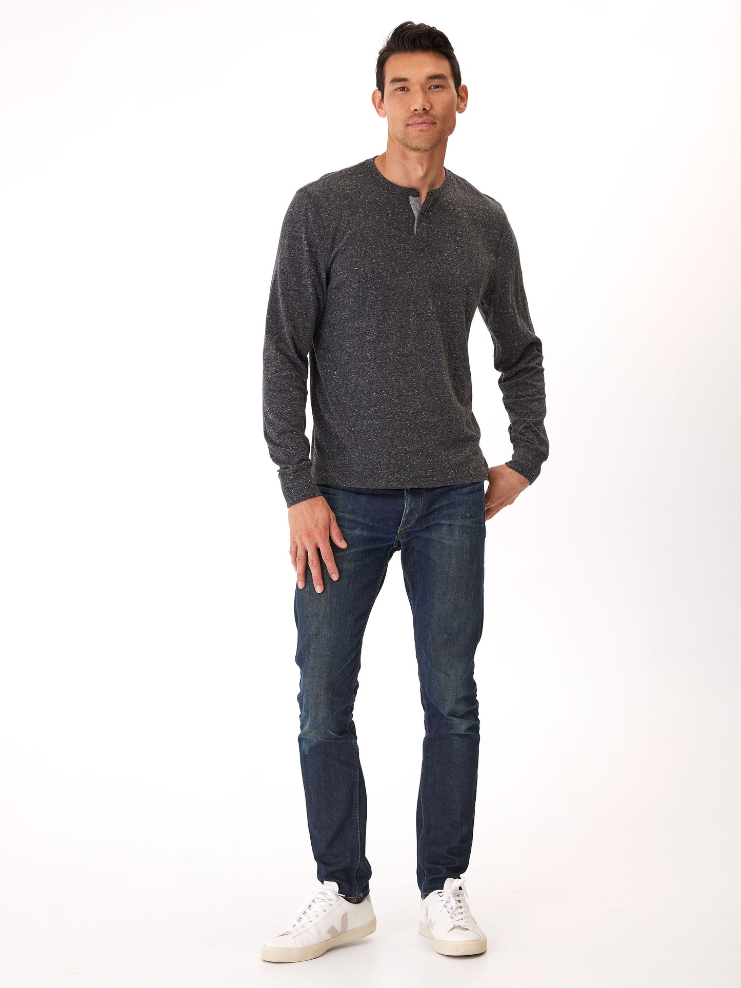 Camiseta Henley de manga larga triblend Baseline