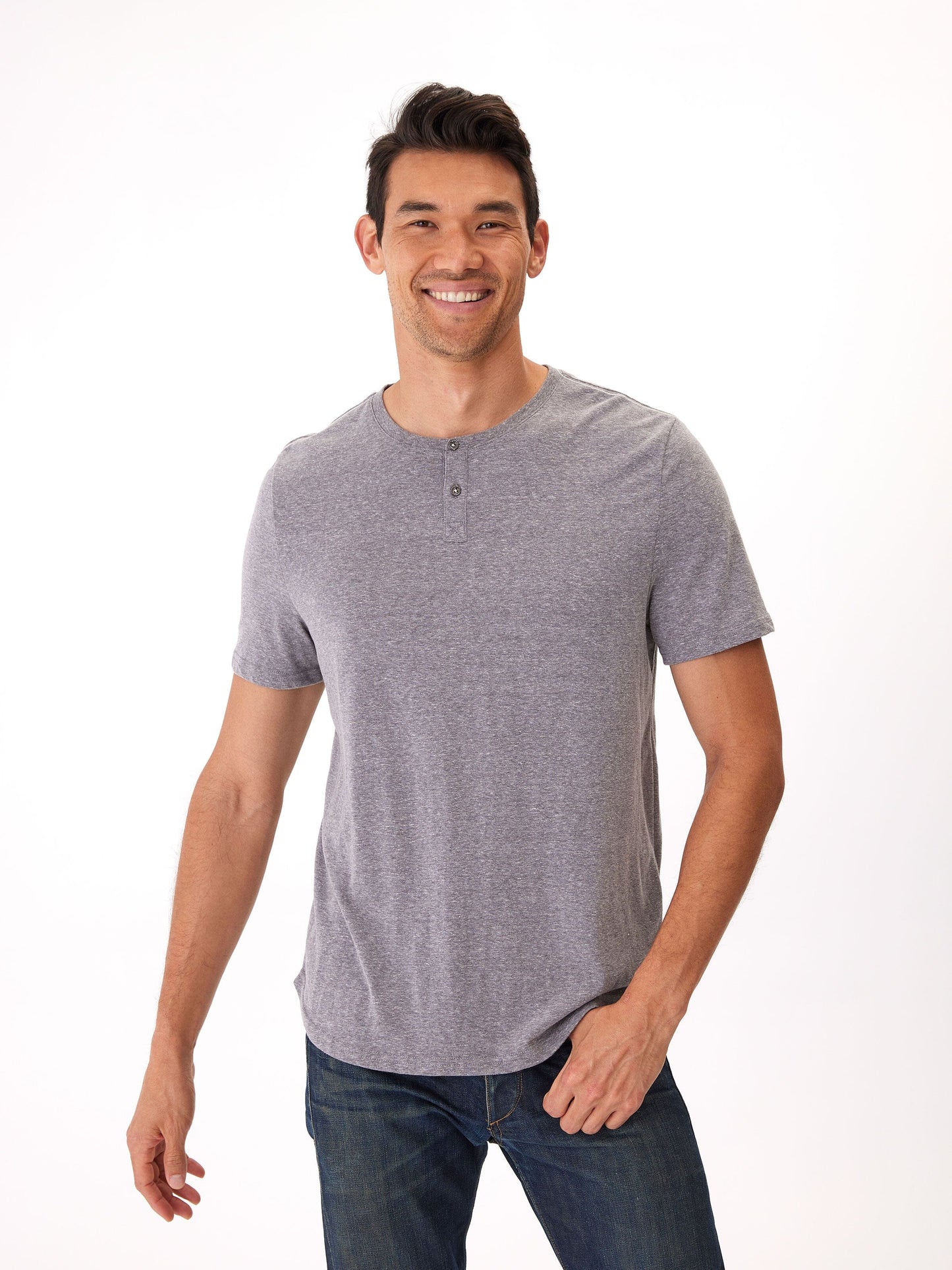 Camiseta Henley de triblend de manga corta Baseline