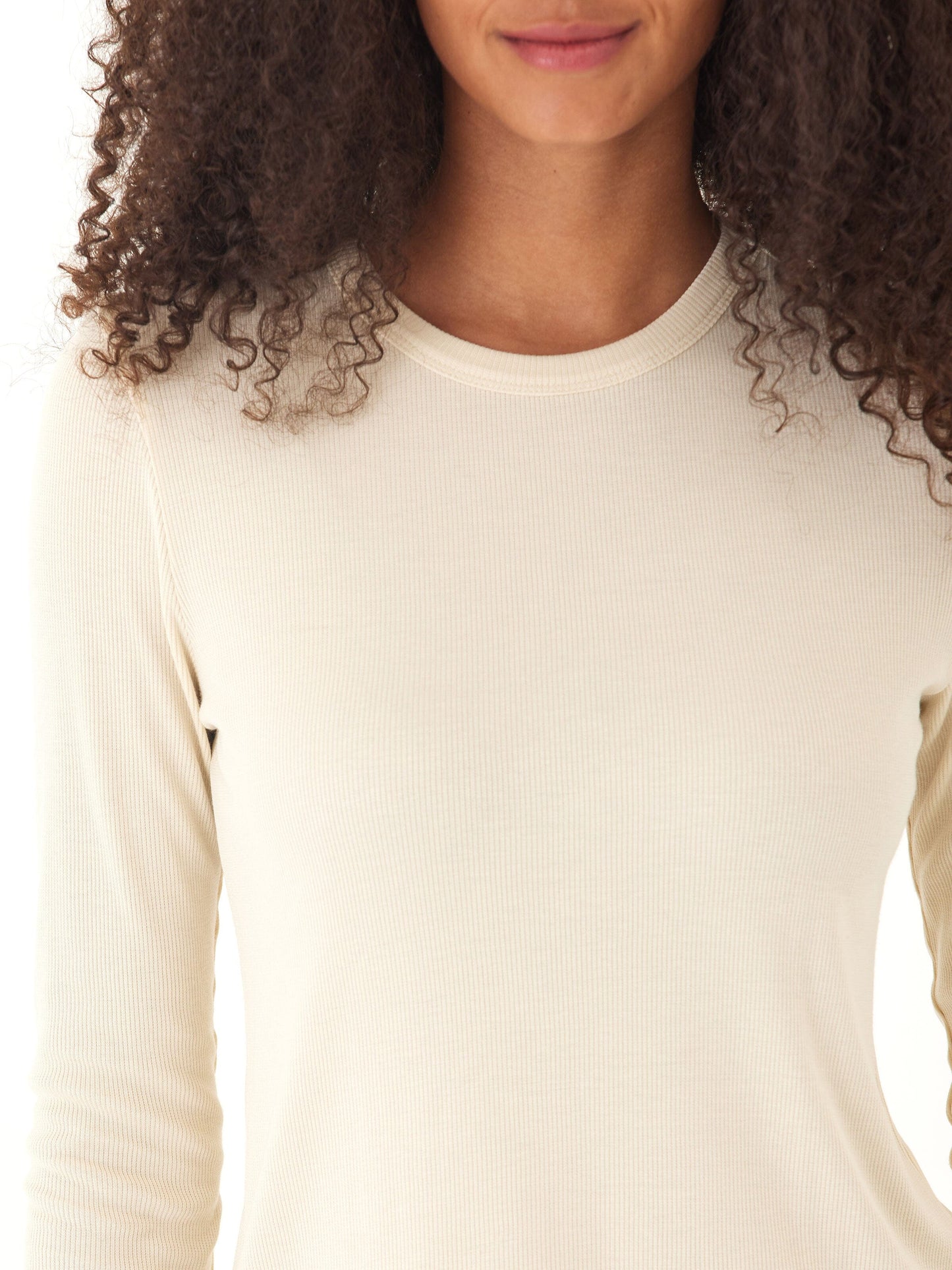 Camiseta de manga larga y cuello redondo Torri Feather Rib