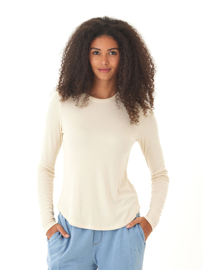 Camiseta de manga larga y cuello redondo Torri Feather Rib
