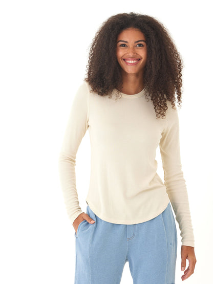 Camiseta de manga larga y cuello redondo Torri Feather Rib