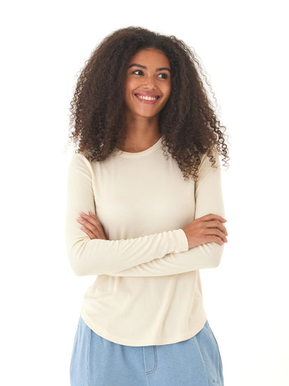 Camiseta de manga larga y cuello redondo Torri Feather Rib