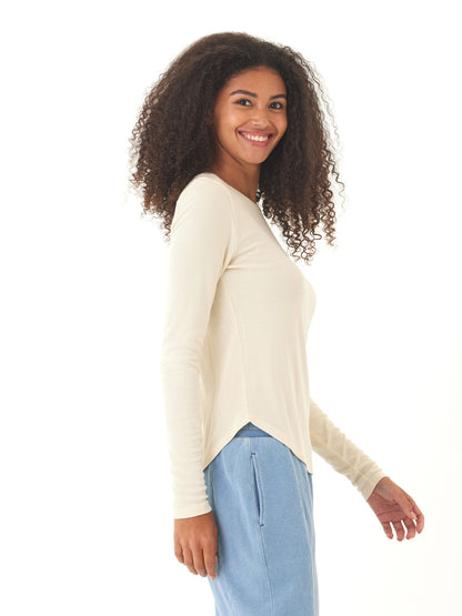 Camiseta de manga larga y cuello redondo Torri Feather Rib
