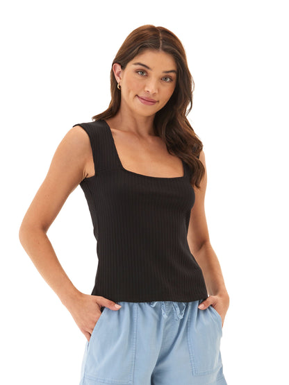 Camiseta de tirantes Leah Organic Rib con cuello cuadrado