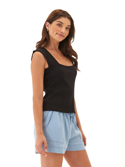 Camiseta de tirantes Leah Organic Rib con cuello cuadrado