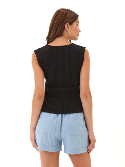 Camiseta de tirantes Leah Organic Rib con cuello cuadrado