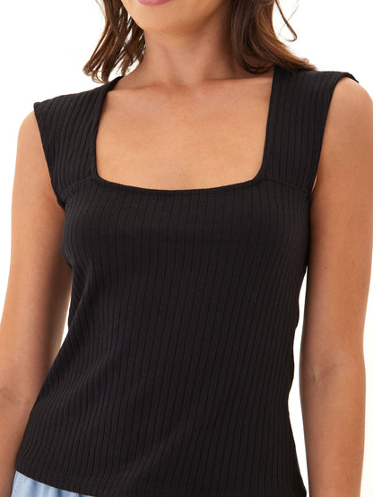 Camiseta de tirantes Leah Organic Rib con cuello cuadrado
