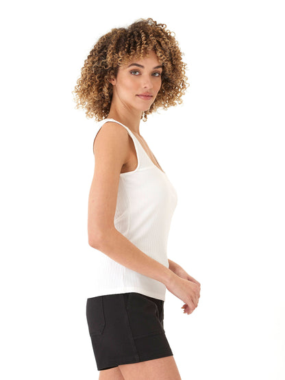 Camiseta de tirantes Leah Organic Rib con cuello cuadrado 