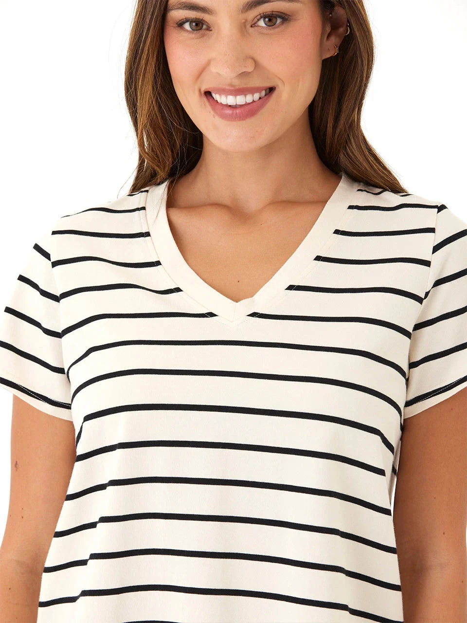 Camiseta Maxine Caribbean Stripe Eco Jersey con cuello en V