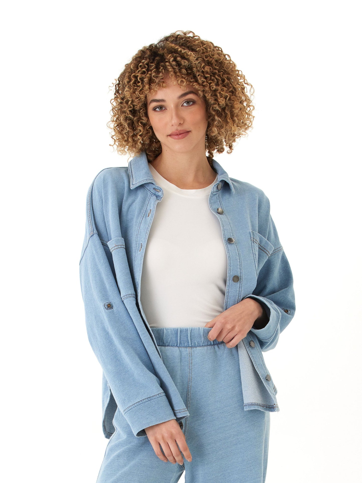 Blaire Denim Terry Button-Down
