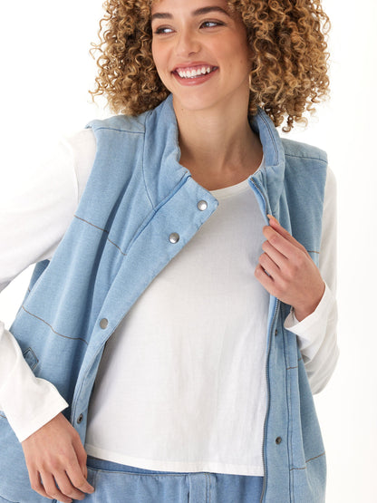 Malia Denim Terry Puffer Vest