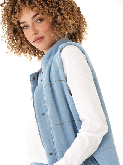 Malia Denim Terry Puffer Vest