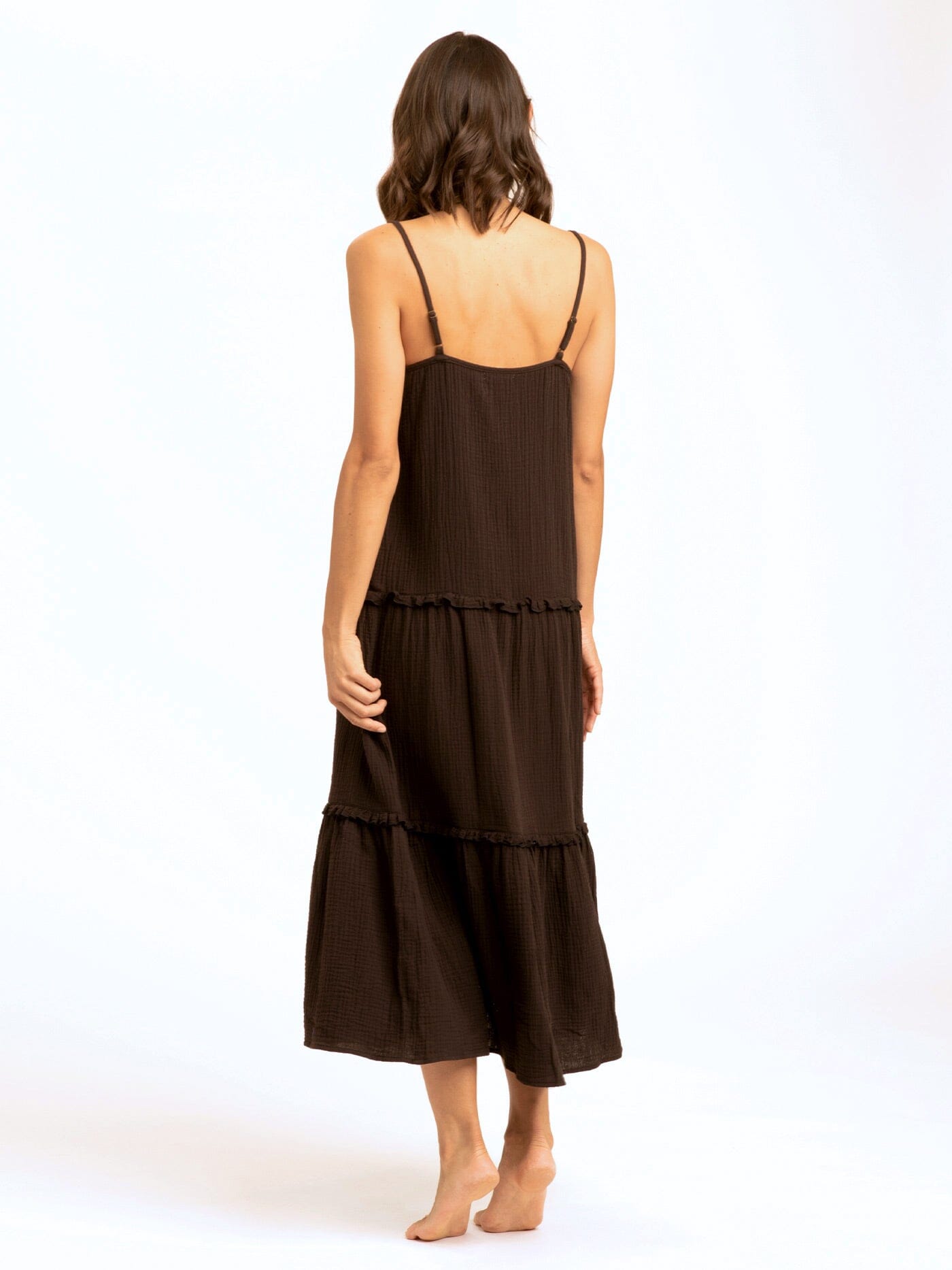 Vestido escalonado con volantes de gasa Gina