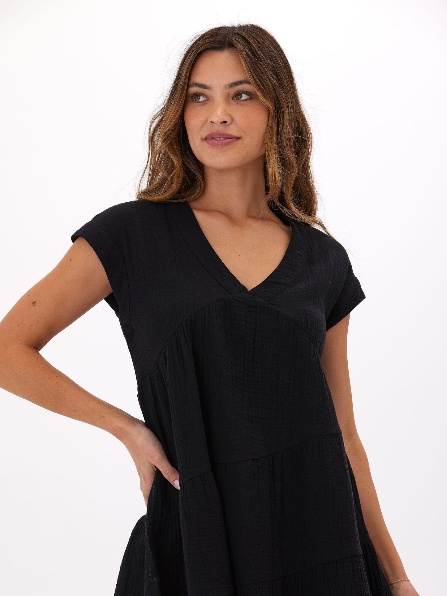 Vestido asimétrico de gasa Delphine