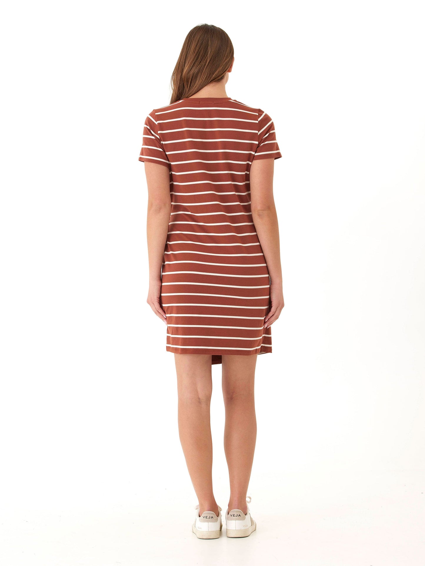 Vestido anudado Valerie de jersey ecológico con rayas caribeñas