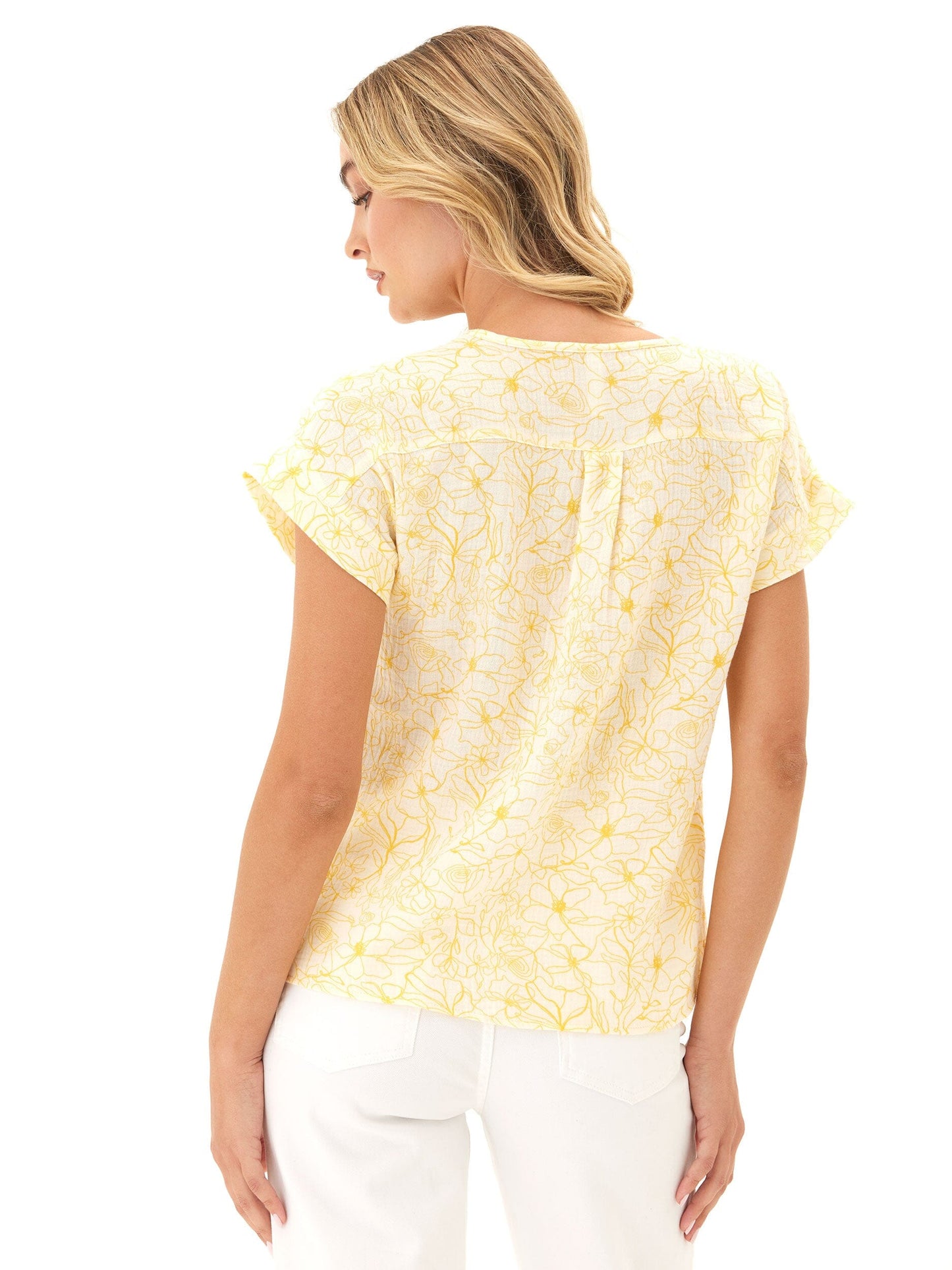 Honora Gauze V-Neck Top