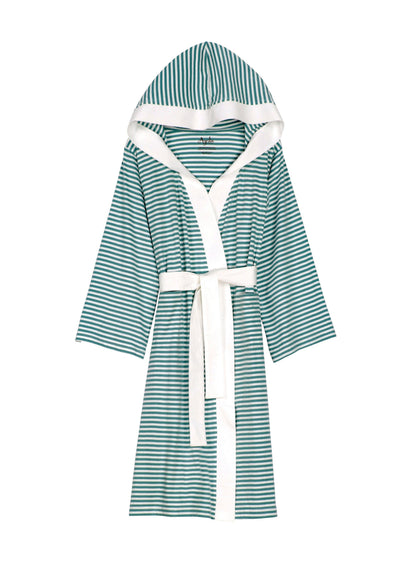Seaside Serenity Stripe Organic Hooded Short Robe