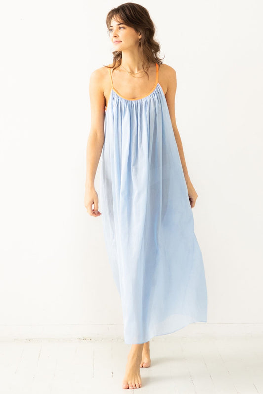 Vestido de salón de algodón color caléndula