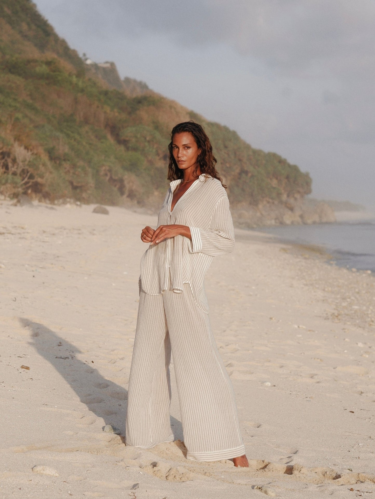 Conjunto Voyage - Rayas Verde Caqui