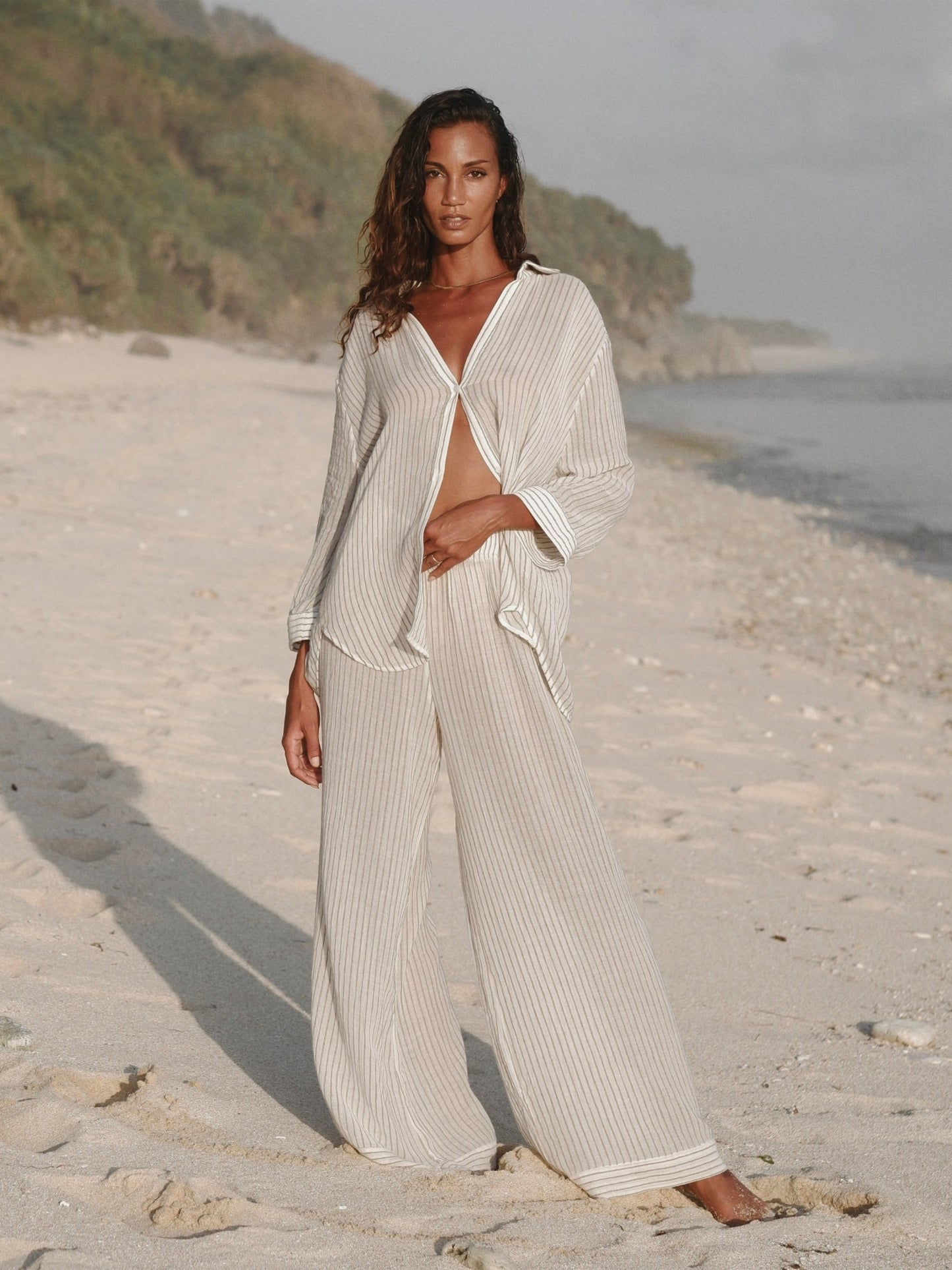 Conjunto Voyage - Rayas Verde Caqui